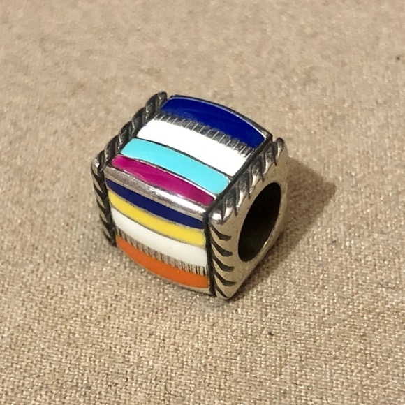🆕 Brighton Cabana cube bead Stripes in Blue Fuchsia White Orange Yellow Retired - Picture 1 of 8